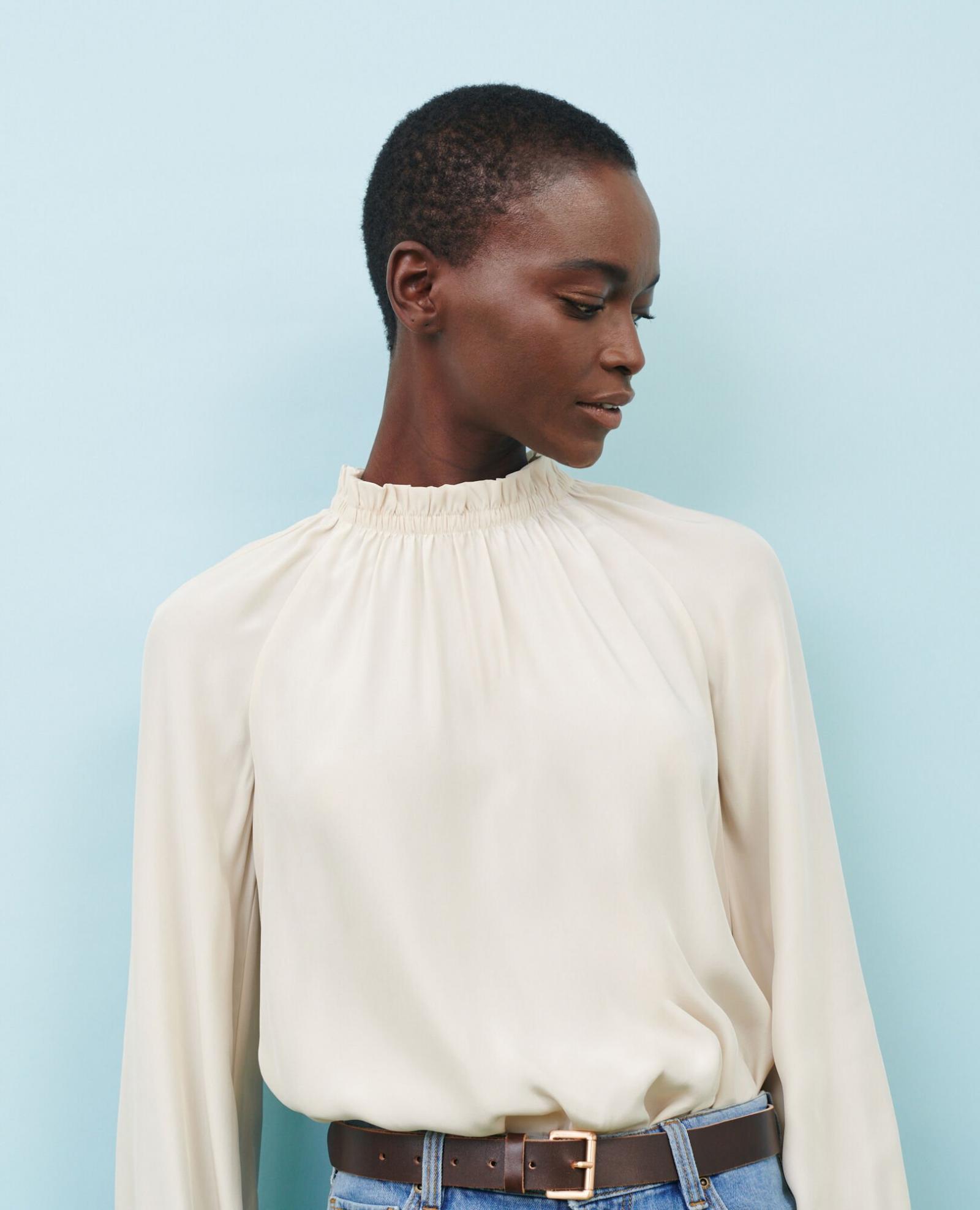 Womens Comptoir Des Cotonniers Blouses & Shirts | Silk Blouse 02 White >  Aquila Club